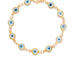 18K Gold Evil Eye Charm Bracelet