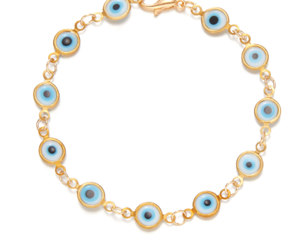 18K Gold Evil Eye Charm Bracelet