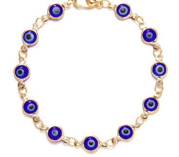 18K Gold Evil Eye Charm Bracelet