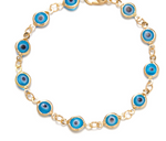 18K Gold Evil Eye Charm Bracelet