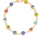 18K Gold Evil Eye Charm Bracelet