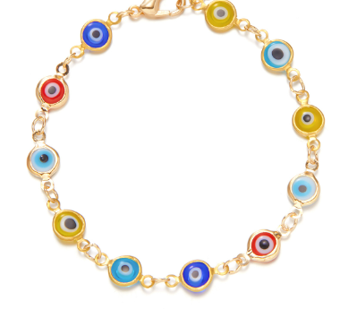 18K Gold Evil Eye Charm Bracelet
